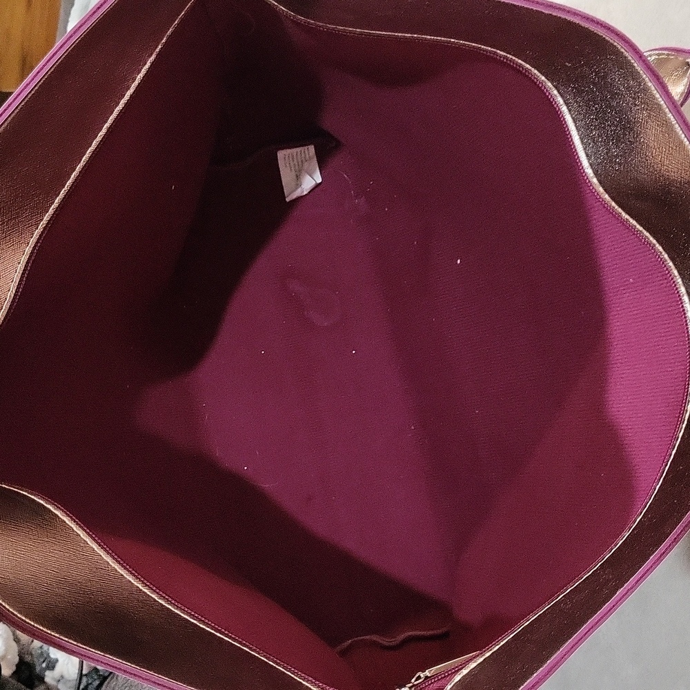 Elegant Rose Gold Tote Bag with Glitter Pouch - Picture 9 of 13